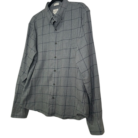 J. Crew Gray & Navy Squared XL Slim Untucked Brushed Twill Button Long Sleeve - Picture 3 of 5